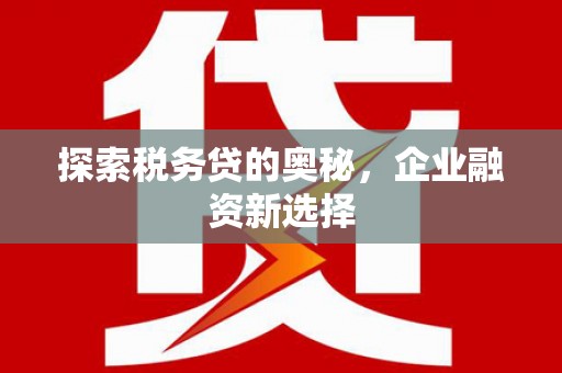 泗水探索税务贷的奥秘，企业融资新选择