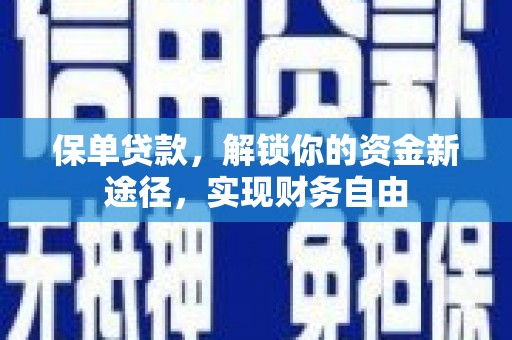 泗水保单贷款，解锁你的资金新途径，实现财务自由