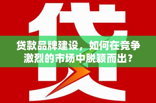 泗水贷款品牌建设，如何在竞争激烈的市场中脱颖而出？