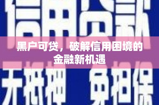 泗水黑户可贷，破解信用困境的金融新机遇