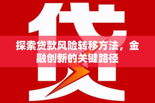 泗水探索贷款风险转移方法，金融创新的关键路径